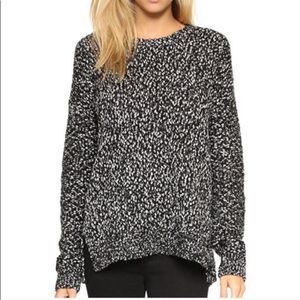 Vince sweater black white chunky marled knit size large merino wool blend